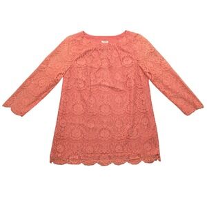Fossil‎ Semi-Sheer Long Sleeve Lace Tunic Top Blouse Womens Small
